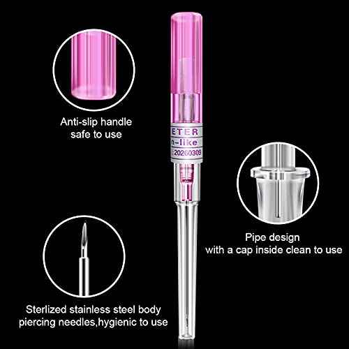 combofix 20G IV Catheter Piercing Needles - 6pcs Piecring Needles Catheter Hollow Needles for Ear, Nose, Navel, Nipple, Lip - Professional Quality for Piercing Tool Supplies£¨20G