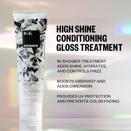 IGK EXPENSIVE Clear Gloss Top Coat | Shine + Strengthen + Smooth | Vegan + Cruelty Free | 4.2 Oz (Pack of 2)