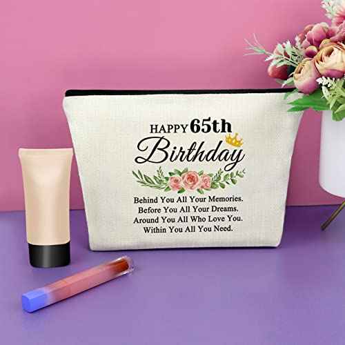Sazuwu 65th Birthday Gifts for Women Makeup Bag 65 Years Old Birthday Gifts for Mom Aunt Grandma 1958 Birthday Gift Cosmetic Bag Turning 65 Gifts for Boss Coworkers Friend Cosmetic Travel Pouch