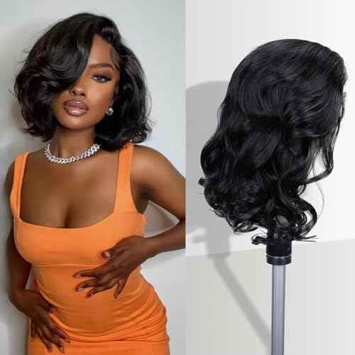 Xagujpo Body Wave V Part Wig Human Hair Upgrade U Part Human Hair Wigs for Black Women 100% Beginner Friendly No Sew In No Glue 180% Density Natural Color (8 inch)