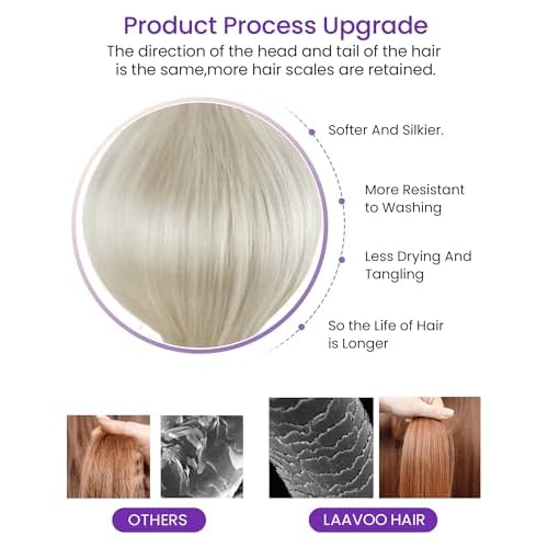 LaaVoo Hair Extensions Tape in Platinum Blonde Tapes in Extensions 22 Inch Invisible Tape ins Human Hair Extensions Real Seamless Hair 20pcs 50g