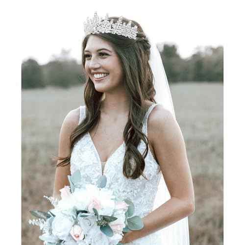 Silver Crystal Tiaras and Crowns for Women Rhinestone Headpiece Birthday Princess Quinceanera Graduation First Communion Crown Prom Wedding Bridal Accessories Wedding Tiaras Bride Birthday Party Gifts