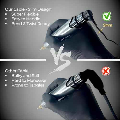 Lightweight RCA Tattoo Clip Cord - 90 Degree RCA to 6.35mm (1/4") Connector Cable for Professional Rotary Machine Gun, Cables for PMU Tattoo Pen Power Supply (6FT, 1Pack)