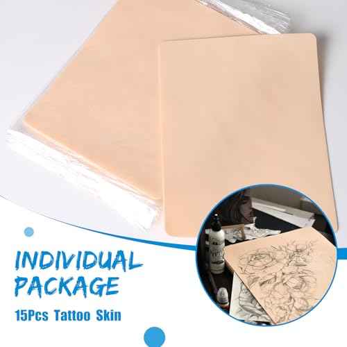 Tattoo Fake Skin - Combofix 15Pcs Double Sided Blank Tattoo Practice Skin Fake Skin, 7.4x5.6in Soft Practice Skins Fake Eyebrow for Beginners and Experienced Artists (Soft Silicone)