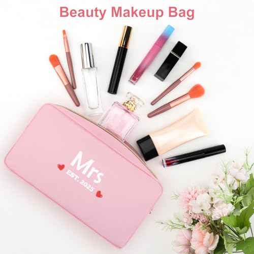 Heigebi Bridal Shower Gifts for Bride Oxford Cloth Makeup Bag Wedding Bachelorette Bride Gifts Valentine¡¯s Day Engagement Gift for Her Girlfriends Bestie Bride to Be Gifts Travel Makeup Pouch