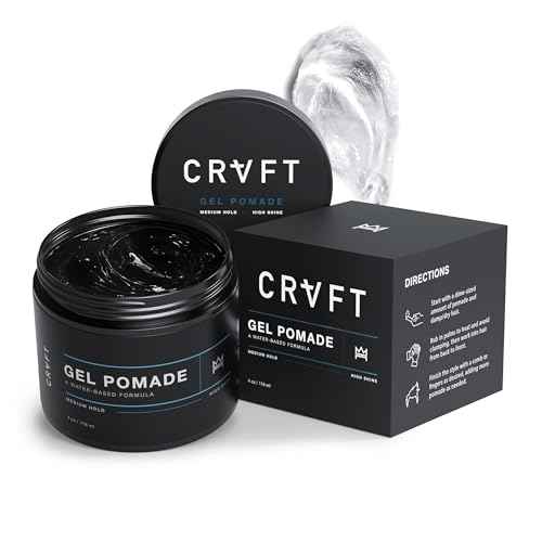 CRVFT Gel Pomade 4oz | High Shine/Medium Hold | Water Based/Water Soluble | Ideal For Short/Medium Thin/Thick Hair | For A Clean Cut Look | Men¡¯s Styling Product [Clear], Stylist Approved [Scented]