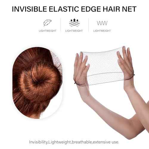 100Pcs Brown Hair Nets for Women, 20 Inches 50cm Hair Net Comfortable Invisible Long Lasting Elastic Lightweight Hair Nets for Ballet Bun Girls and Women Men (100Pcs,Brown)