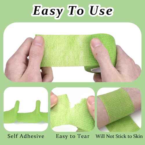 Tattoo Grip Cover Wrap, ATOMUS 24pcs 2¡± x 5 Yards Disposable Tattoo Tube Tape Wrap Elastic Self-Adhesive Bandage Rolls Tape for Tattoo Machine Grip Tube Accessories (Green)