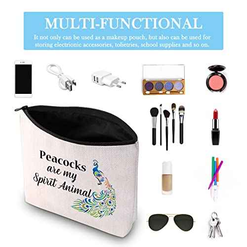 GJTIM Peacock Makeup Bag Peacock Lovers Gift Peacocks Are My Spirit Animal Zipper Cosmetic Pouch Animal Lover Gift for Her (Spirit Peacocks Bag)