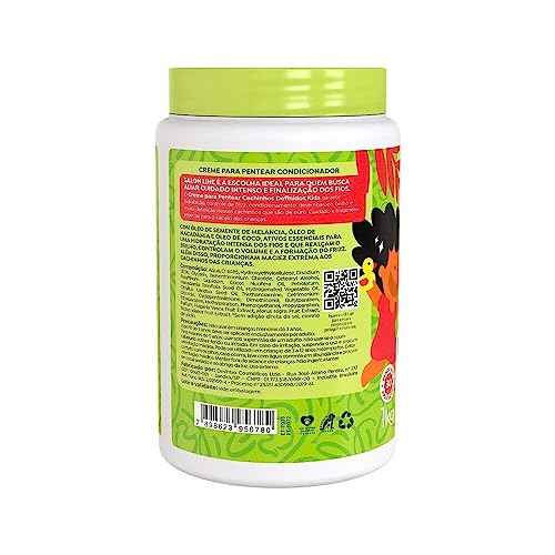 KPOCUN Salon Line, Creme de Pentear Infantil, Cachinhos Definidos, Controle de Frizz e Brilho Intenso, Vegano - Cabelos Ondulados, Cacheados e Crespos, 1 Kg