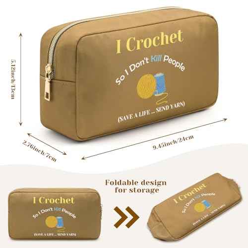 Funny Crocheting Gifts Makeup Bag Crochet Gift for Crochet Lovers Knitting Lovers Crocheter Cosmetic Pouch Crochet Knitting Gifts for Women Knitting Gift for Grandma Auntie Mom Mothers Day