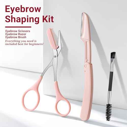 TsMADDTs Tweezers for Women Facial Hair, 8 in 1 Eyebrow Kit with Tweezers, Eyebrow Trimmer Scissors, Razor, Brush with Travel Bag, Hair Plucking Daily Beauty Tools