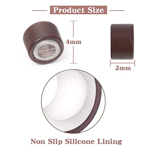Vlasy 200Pcs 4mm Silicone Lined Micro Ring Beads for Hair Extensions 5Colors Apply (200Pcs Brown)