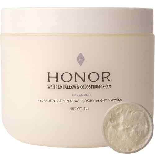 Honor Whipped Tallow Cream with Colostrum, Hydration, Skin Renewal (3oz, Lavender)