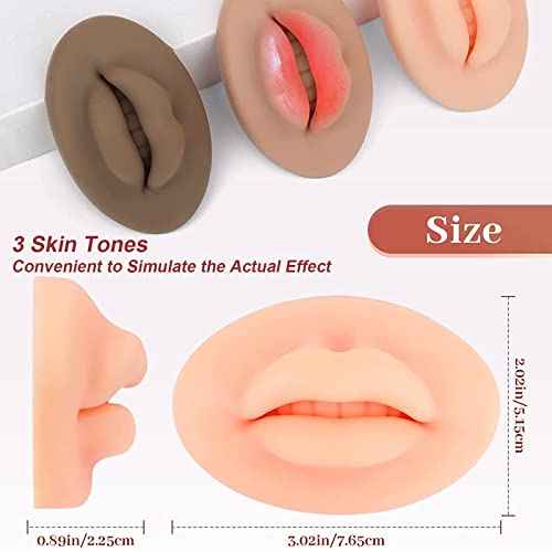 Tattoo Fake Lips 6Pcs Tattoo Practice Lips 5D Silicone Lips for Makeup Practice Realistic Tattoo Practice Skins Training Microblading Practice Skin Tattoo Fake Skin for Permanent Makeup