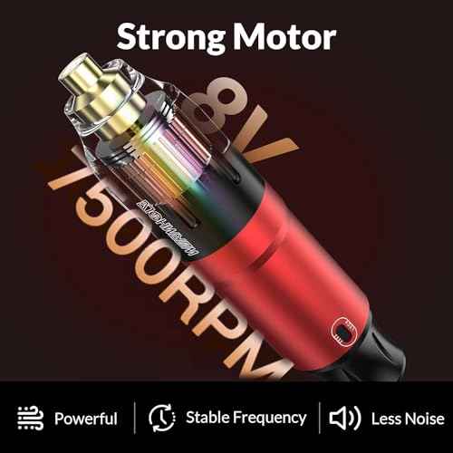 Wormhole Tattoo Gun Kit Tattoo Kit with Tattoo Gun Power Supply Tattoo Cartridge Needles Rotary Tattoo Machine Kit for Beginners Black&Red