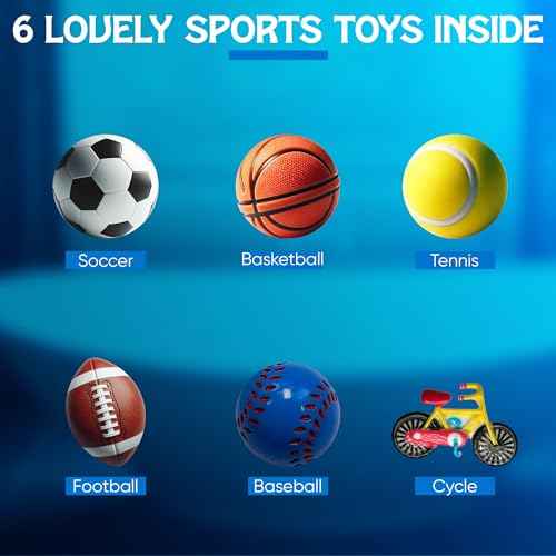 Bath Bombs for Boys W/Educational Flash Cards - Bathbombs with Toys Inside - 2.5 oz Gift Set of 6 Scented Organic Handmade with Natural Essential Oils - Sports Surprise Inside by Zenseme