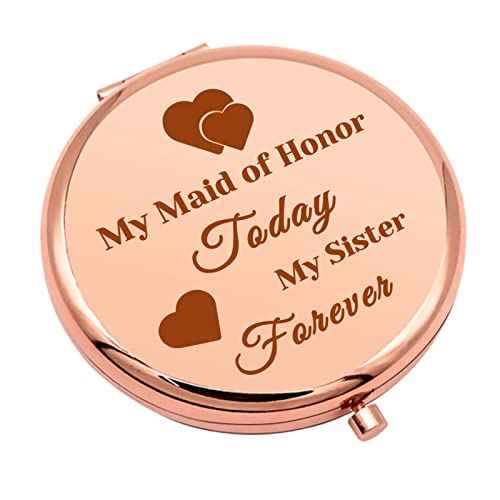 Bridesmaid Gift for Sister Compact Makeup Mirror for Friends Bestie Bridesmaid Thank You Gifts Maid of Honor Gift for Wedding Day Bridal Shower Gift Folding Makeup Mirror Christmas Engagement Gifts
