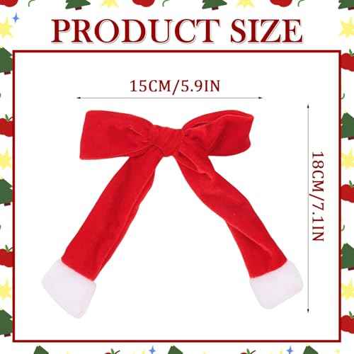 Christmas Hair Bow Clip Velvet Red Hair Clips for Girls, Long Tail Hair Bows Hairpins Winter Xmas New Year Holiday Alligator Hair Barrette for Costume Outfits Party Favors Gifts