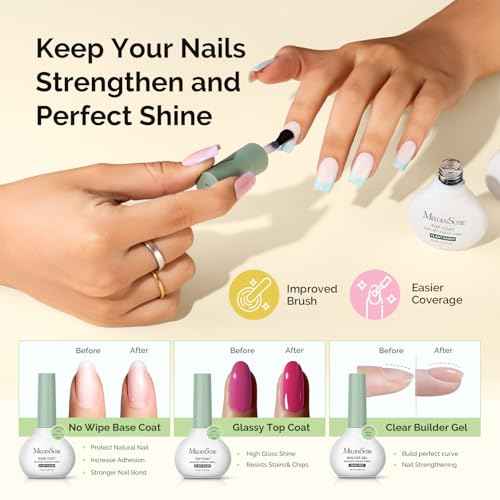MelodySusie Gel Nail Kit with P-ART06G Cordless UV Lamp Christmas Gift for Women Plant Based HEMA Free Fall Nails Polish with No Wipe Top Coat, Base & Builder Gel