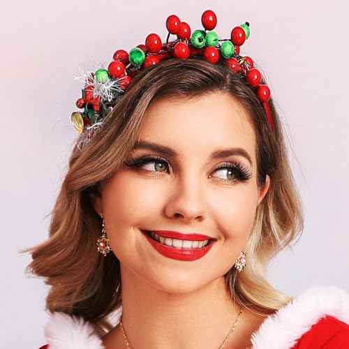CAKURE Christmas Berry Headband Snowflake Headpiece Xmas Hair Accessories for Party Holiday Headwear (Type C)
