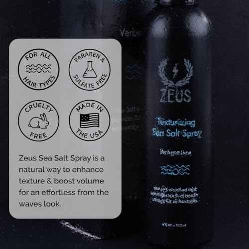 ZEUS Texturizing Sea Salt Hair Spray, Professional Volumizing & Styling Mist, Enhance Texture & Volume for Effortless Beachy Hair, Lightweight Hold & Matte Finish, Nourishing Formula (Made in USA)