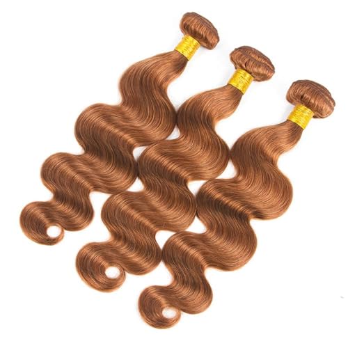 Human Hair Bundles #30 Brown Color Body Wave Brazilian Unprocessed Virgin Human Hair Quick Weave Extensions (20 22 24 Inch Brown Body Wave)