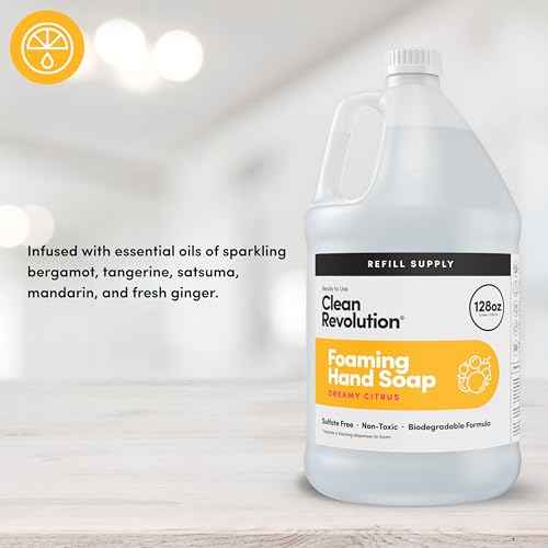 Clean Revolution Foaming Hand Soap Refill Supply Container, Ready to Use Formula, Dreamy Citrus Fragrance, Gluten Free, 128 Fl. Oz