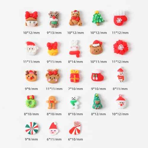 Christmas Acrylic Nail Charm 3D Christmas DIY Christmas Tree, Snowflakes, Reindeer, Bell Nail Art Accessories Christmas Nail Art Decoration Women and Girls
