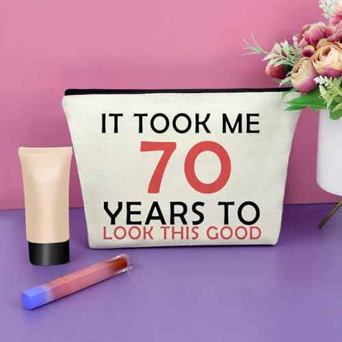 Sazuwu 70th Birthday Gifts for Women Travel Makeup Bags Cosmetic Organizer Bag Ladies Birthday Gifts 70 Years Old Ideas Birthday Gifts for Women Turning 70 It Took 70 Years to Look This Good