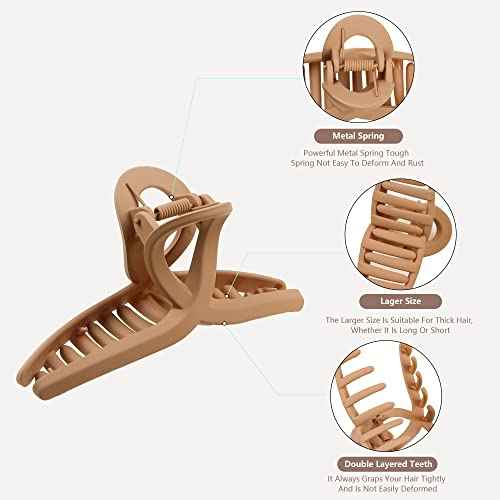 Claw Thick Hair Clips for Women - Big Butterfly Jaw Clips for Long and Curly Hair, Strong Hold Durable Matte Clamps
