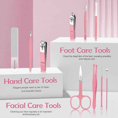 Manicure kit 10 in 1 Professional manicure kit for Women, nail kit,Grooming kit,Manicure Set Personal care Manicure set women,Nail Care Tools with Luxurious Travel Case(pink)