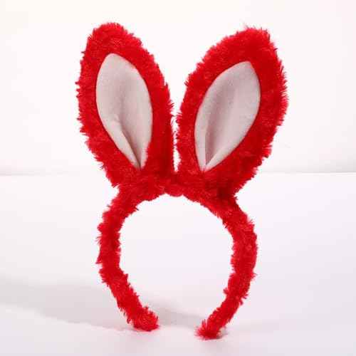 Women Girls Plush Bunny Headband Cute Rabbit Ear Hairband Halloween Cosplay Costume Party Headwear