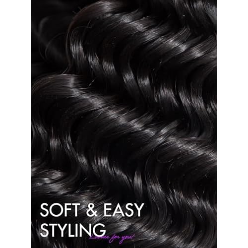 LUVME 14 Inch Deep Wave HD Lace Frontal Closure - 13x4 Ear to Ear, 100% Unprocessed Brazilian Virgin Human Hair, 150% Density Deep Curly