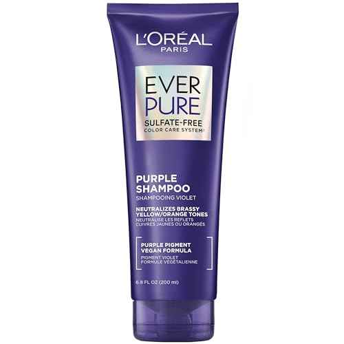 L¡¯Oreal Paris Sulfate Free Brass Toning Purple Shampoo for Blonde, Bleached, Silver, or Brown Highlighted Hair, EverPure, 6.8 Fl Oz (Packaging May Vary)
