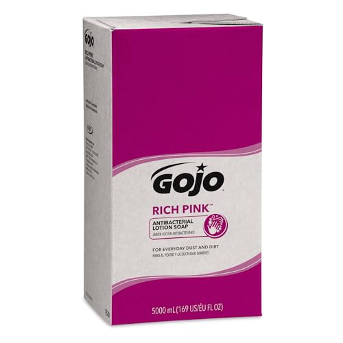 GOJO RICH PINK Antibacterial Lotion Soap Floral Balsam Fragrance, 5000 mL Lotion Hand Soap Refill PRO TDX Push-Style Dispenser (Pack of 2) - 7520-02