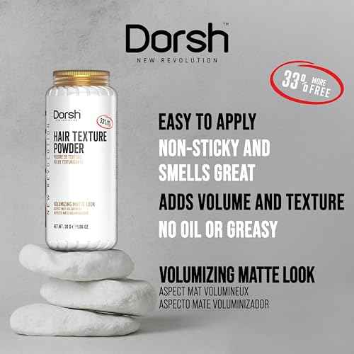Dorsh Hair Texture Powder - Volumizing & Texture Powder for men All Hair Types with Volumizing Matte Look, Non-Sticky and Smells Great