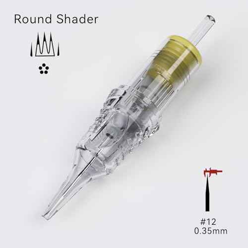 BIGWASP Classic 20Pcs 1214RS Tattoo Cartridge Needles 14RS #12 Standard Disposable 14 Round Shader Cartridges for Tattoo Machine Pen