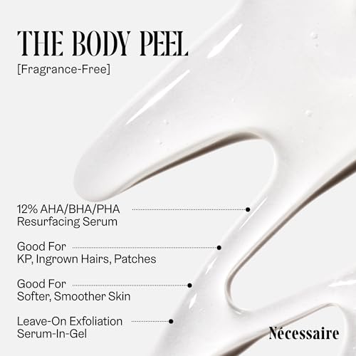 N?cessaire The Body Peel. Resurfacing Serum for KP, Ingrowns, Strawberry Skin and Discoloration. 10% AHA, 1% BHA, 1% PHA, Peeling Peptide. Dermatologist-Tested. Hypoallergenic. Non-Comedogenic. 150ml