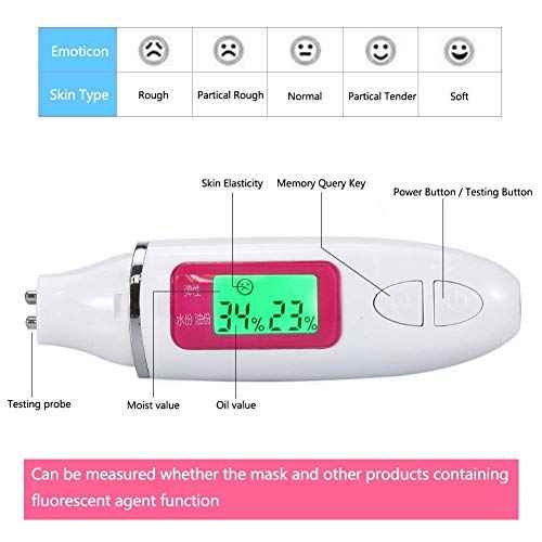 Skin Analyzer, Digital Skin Tester, LCD Display Precision Skin Sensor Tester, Handheld And Portable Water Analyzer (White)