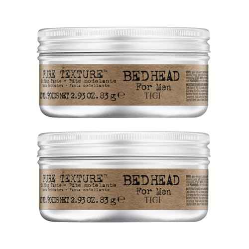 TIGI Bed Head for Men Pure Texture Hair Molding Paste - Use for Texture & Separation - Versatile Cream-to-Paste Fusion - For Men's Hairstyles - Use on Damp & Dry Hair - 2.93 oz (2 Pack)