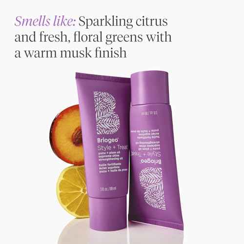Briogeo Style + Treat Yuzu + Plum Supreme Shine Strengthening Oil ? Silicone-Free Styling Oil for Shine, Moisture, and Strength ? Curly & Coily Hair ? Clean, Vegan Hair Oil ? 3 fl oz