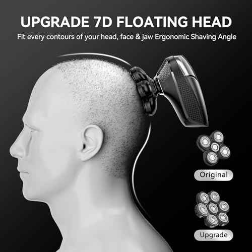 7D Head Shavers for Bald Men - 5 in 1 kensen Electric Head Hair Shaver, Head Electric Razor with Nose Hair & Beard Trimmer Cordless Rechargeable IPX6 Waterproof Wet Dry LED Display Gifts Travel Case