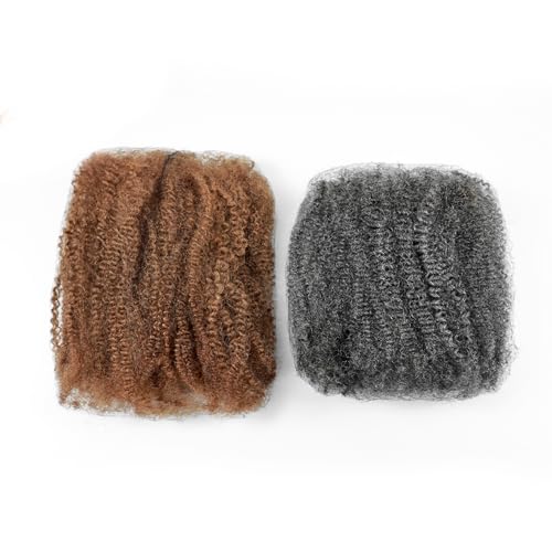 16inch Afro Kinkys Bulk Human Hair Human Hair for Locs/Twists/Braids/Repair Locs Afro Kinky Curly Bulk Can Bleach And Dye(#SALT&PEPPER,16inch 50g)