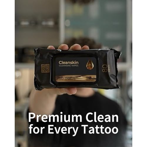 CleanSkin Cleansing Green Soap Tattoo Wipes All in One Solution Tattoo Wipes for during Tattooing | Tattoo Aftercare | Green Soap for Tattooing