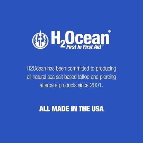 H2Ocean Piercing Aftercare Spray, Saline Spray for Piercings Cleaning Solution, with Sea Salt Nipple, Ear, Nose, Lip, Belly Piercings Cleaning Spray with Sea Salt & Bump Treatment, Set of 2