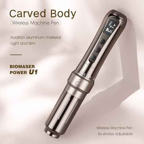 BIOMASER U1 Tattoo Gun,Wireless PMU Tattoo Machine Eyebrows & Lips, Professional Permanent Makeup Machine Rotary Tattoo Pen, Scalp Micropigmentation(Coffee)