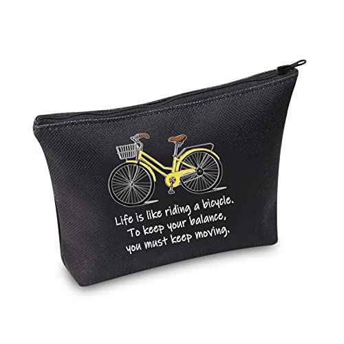 MBMSO Bicycle Gift Cosmetic Bag Bicycle Makeup Bag Life is Like Riding a Bicycle Zipper Bag Cyclist Gift Cycling Toiletry Bag