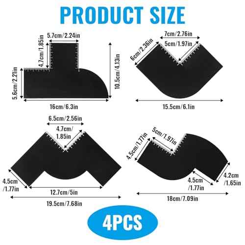 Enhancement Card for Barbers with Measurement Indicators, 4 Pack Reusable Hairline Shaping Tool, Beard Line Up Template, Color Spray Edge Guide, Professional Barber Supplies for Men