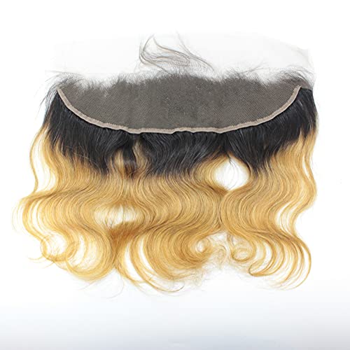 10A Brazilian Hair 13X4 Ear To Ear Full Lace Frontals Closure Hair Pieces Natural Hairline 20 Inch 1B/27 Blonde Ombre Soft Remy Human Hair Body Wave Lace Frontals Pre Plucked
